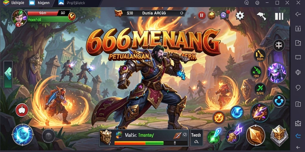 Menampilkan aksi seru dalam gameplay ARPG di 666MENANG.
