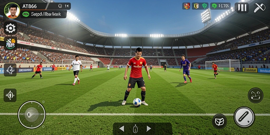 Tampilan gameplay menarik dari AT866 dalam aksi sepak bola.