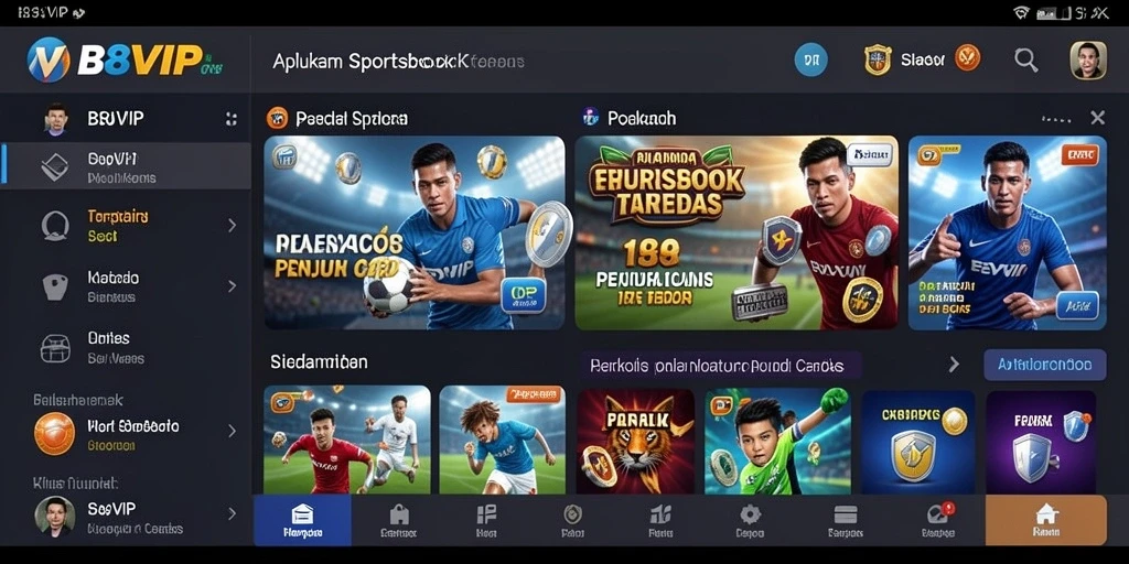 Tampilan menarik dan interaktif dari aplikasi B8VIP.