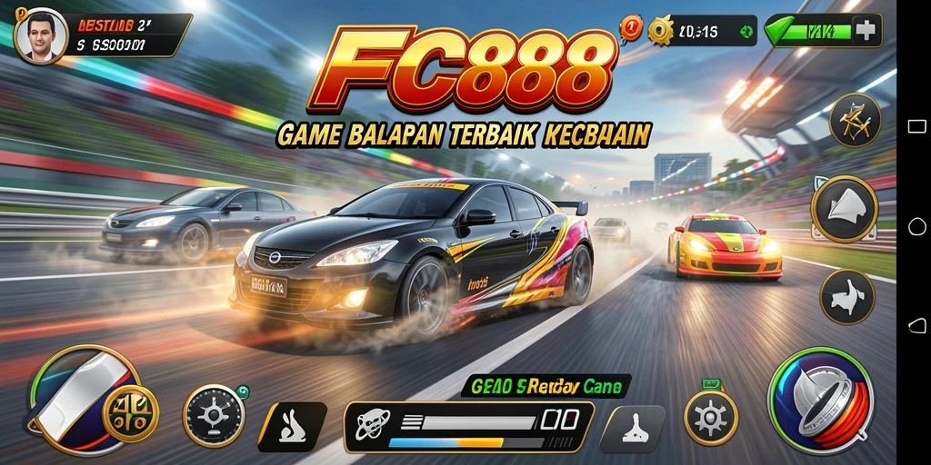 Tampilan gameplay FC888 yang mendebarkan dan penuh aksi balapan.