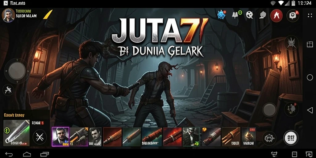Tangkapan layar menampilkan pemain menjelajahi ruangan menyeramkan di JUTA7.