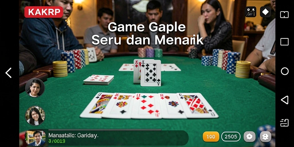 Tampilan gameplay seru KAKRP dengan suasana Gaple yang menarik.