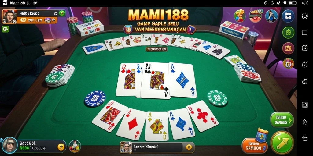 Screenshot gameplay MAMI188 menampilkan suasana permainan Gaple yang seru.