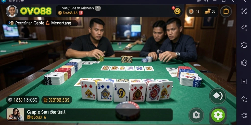 Screenshot menunjukkan gameplay seru Gaple di OVO88.