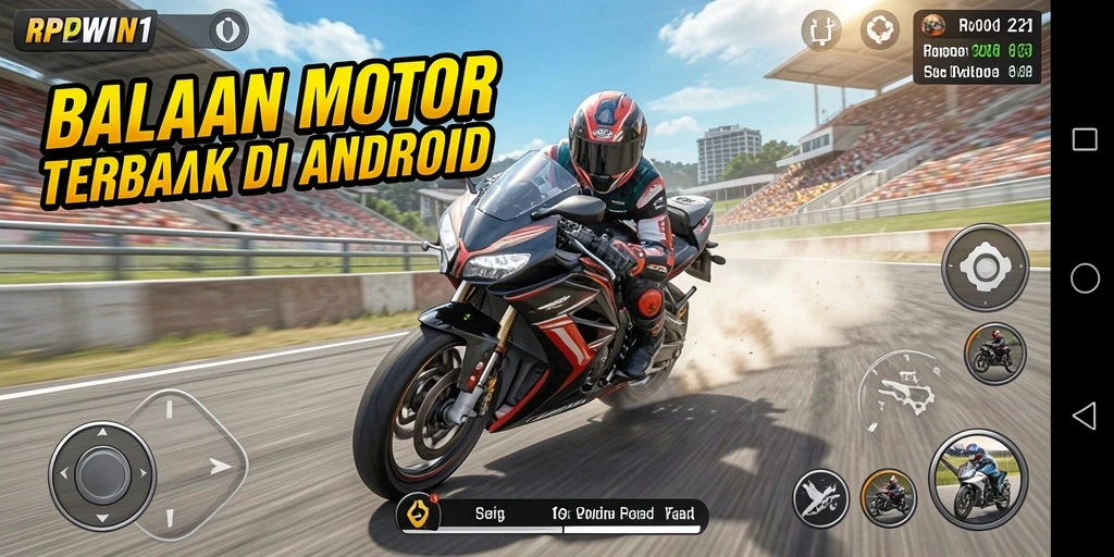Tampilan balapan motor yang seru dalam gameplay RPWIN1.