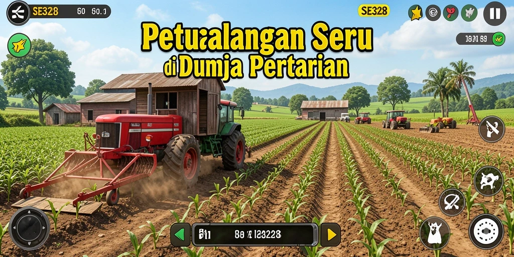 Screenshot SE328 menampilkan pengalaman gameplay bertani yang seru dan interaktif.
