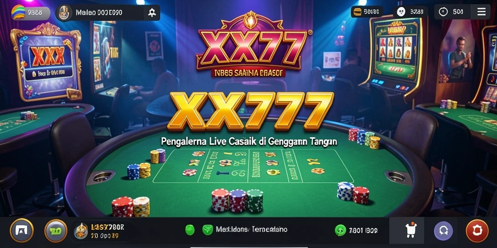 Tampilan screenshot XXX777 yang menampilkan dealer profesional dan permainan Live Casino.